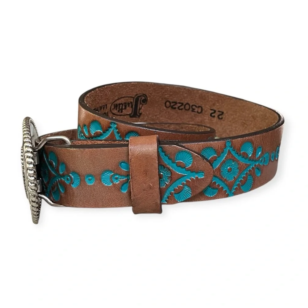Justin® Girls The Hope Brown Belt With Oval Heart Buckle, 22,” Like New